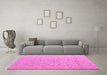 Machine Washable Abstract Pink Modern Rug in a Living Room, wshabs5353pnk