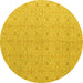 Round Abstract Yellow Modern Rug, abs5353yw