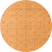 Round Machine Washable Abstract Orange Modern Area Rugs, wshabs5353org