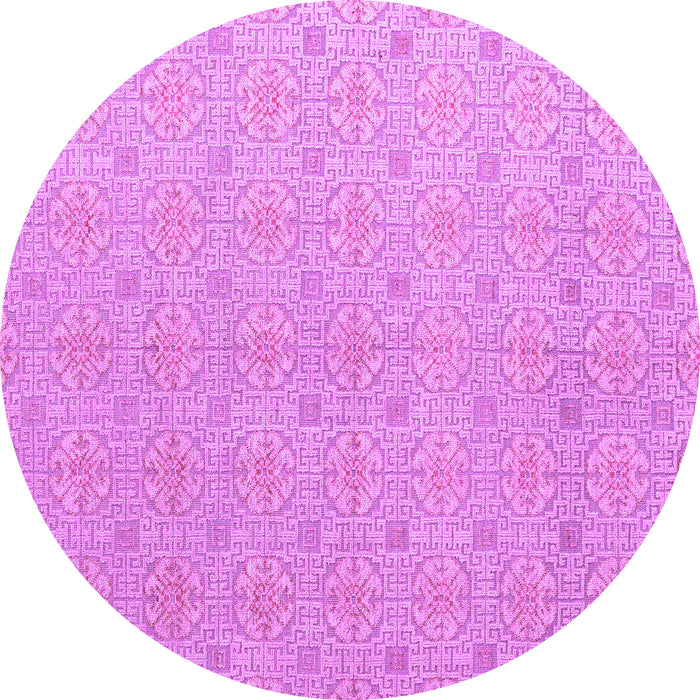 Round Machine Washable Abstract Purple Modern Area Rugs, wshabs5353pur