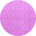 Round Machine Washable Abstract Purple Modern Area Rugs, wshabs5353pur