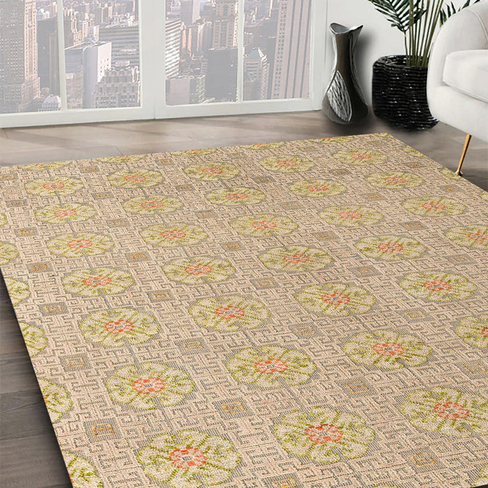 Machine Washable Abstract Orange Brown Rug in a Family Room, wshabs5353
