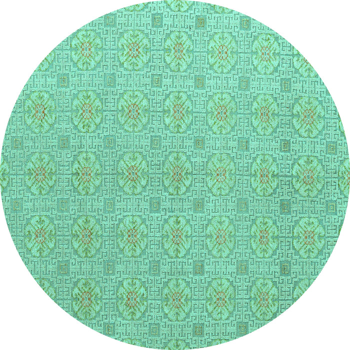 Round Abstract Turquoise Modern Rug, abs5353turq