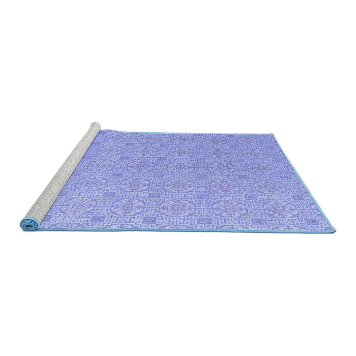 Sideview of Machine Washable Abstract Blue Modern Rug, wshabs5353blu