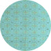 Round Abstract Light Blue Modern Rug, abs5353lblu