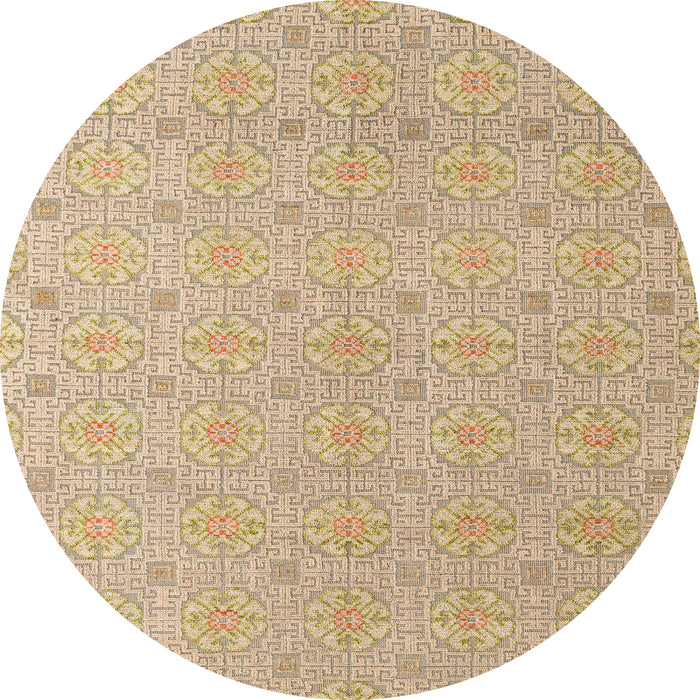 Round Abstract Orange Brown Modern Rug, abs5353