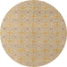 Round Abstract Orange Brown Modern Rug, abs5353