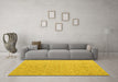 Machine Washable Abstract Yellow Modern Rug in a Living Room, wshabs5353yw