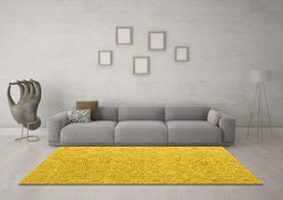 Machine Washable Abstract Yellow Modern Rug in a Living Room, wshabs5353yw