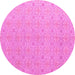 Round Machine Washable Abstract Pink Modern Rug, wshabs5353pnk