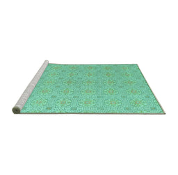 Sideview of Machine Washable Abstract Turquoise Modern Area Rugs, wshabs5353turq