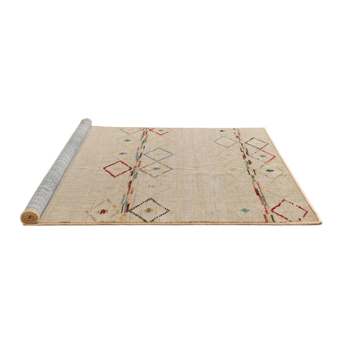 Sideview of Machine Washable Abstract Brown Sugar Brown Rug, wshabs5354