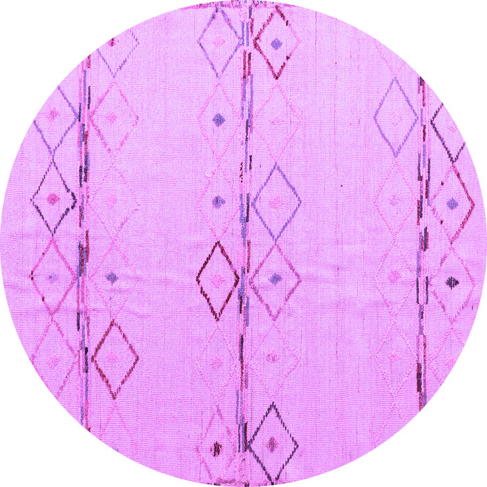 Round Machine Washable Solid Purple Modern Area Rugs, wshabs5354pur