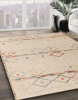 Machine Washable Abstract Brown Sugar Brown Rug in a Family Room, wshabs5354