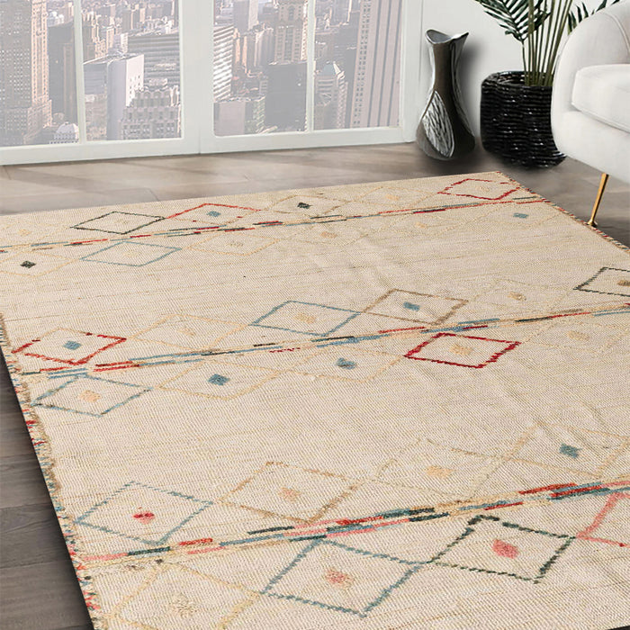 Machine Washable Abstract Brown Sugar Brown Rug in a Family Room, wshabs5354
