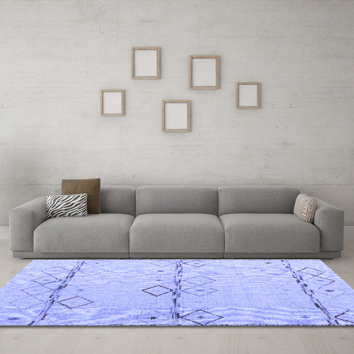 Machine Washable Solid Blue Modern Rug in a Living Room, wshabs5354blu
