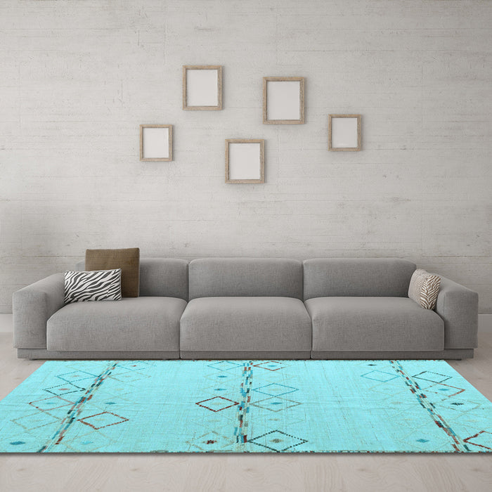 Machine Washable Solid Light Blue Modern Rug in a Living Room, wshabs5354lblu