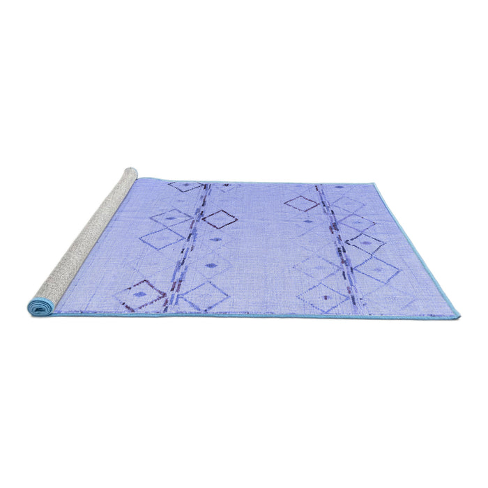 Sideview of Machine Washable Solid Blue Modern Rug, wshabs5354blu