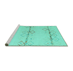 Sideview of Machine Washable Solid Turquoise Modern Area Rugs, wshabs5354turq