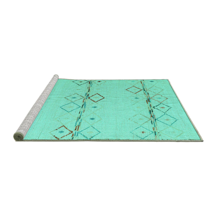 Sideview of Machine Washable Solid Turquoise Modern Area Rugs, wshabs5354turq