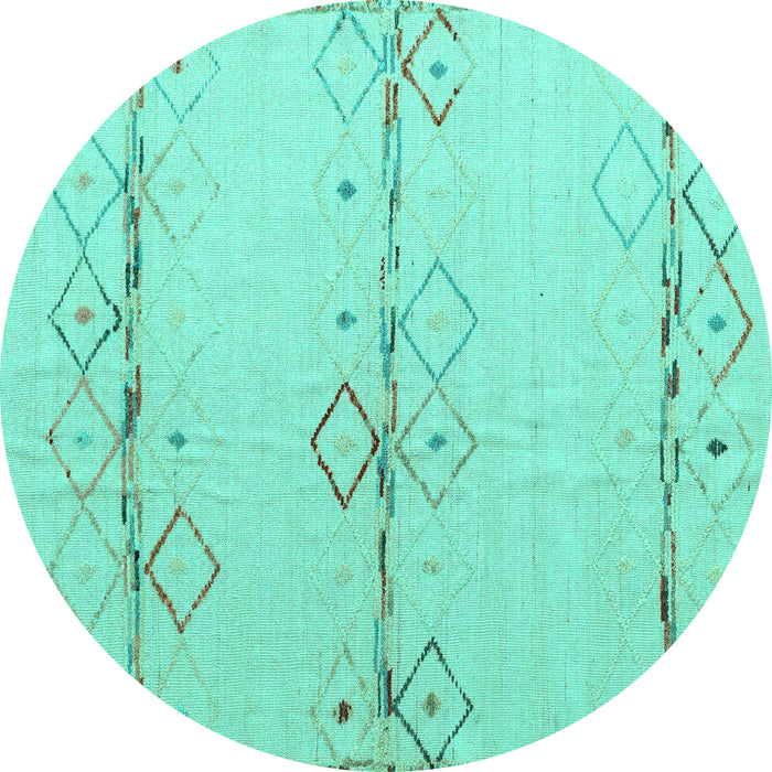 Round Solid Turquoise Modern Rug, abs5354turq