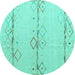 Round Solid Turquoise Modern Rug, abs5354turq