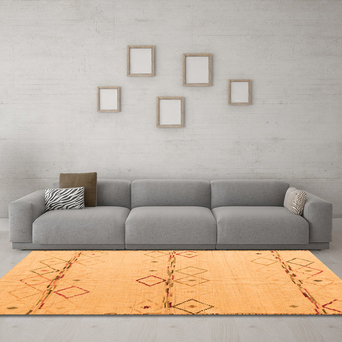 Machine Washable Solid Orange Modern Area Rugs in a Living Room, wshabs5354org