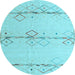 Round Solid Light Blue Modern Rug, abs5354lblu