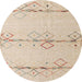 Round Abstract Brown Solid Rug, abs5354