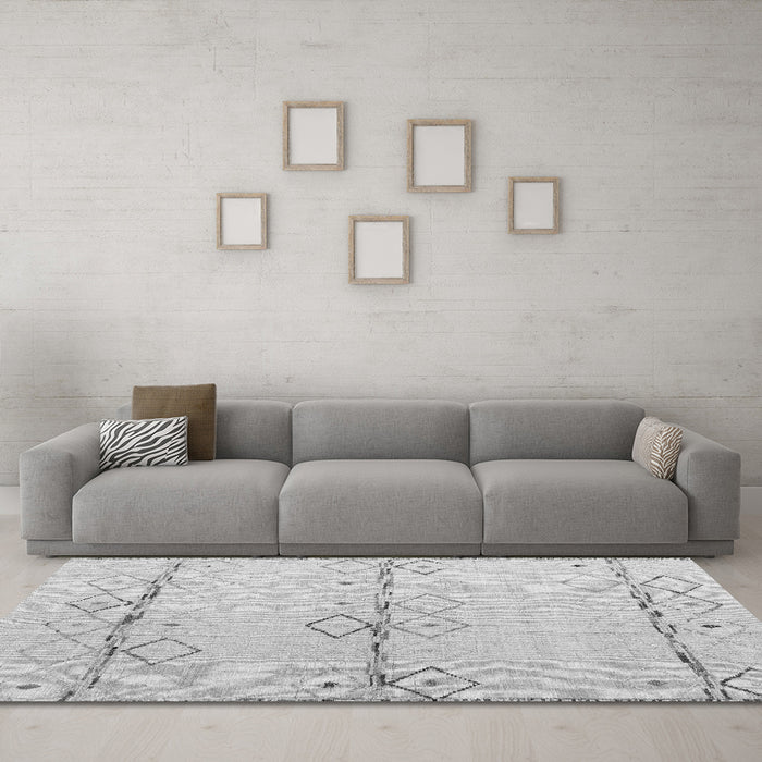 Machine Washable Solid Gray Modern Rug in a Living Room,, wshabs5354gry