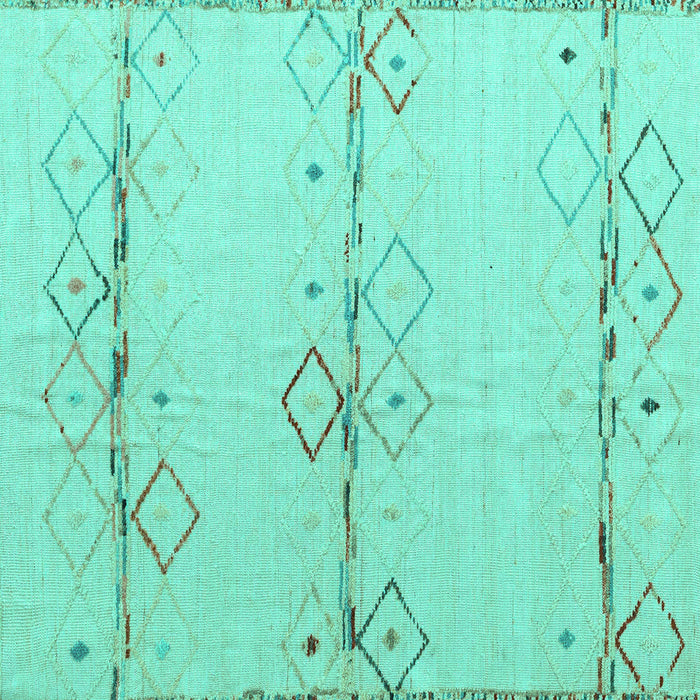 Square Machine Washable Solid Turquoise Modern Area Rugs, wshabs5354turq