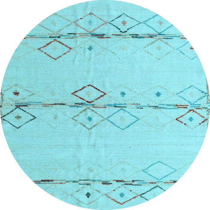 Round Machine Washable Solid Light Blue Modern Rug, wshabs5354lblu