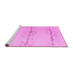 Sideview of Machine Washable Solid Pink Modern Rug, wshabs5354pnk