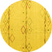 Round Solid Yellow Modern Rug, abs5354yw