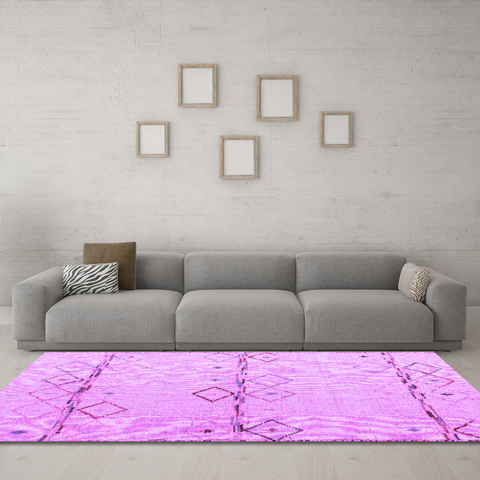 Machine Washable Solid Purple Modern Area Rugs in a Living Room, wshabs5354pur