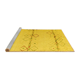 Sideview of Machine Washable Solid Yellow Modern Rug, wshabs5354yw