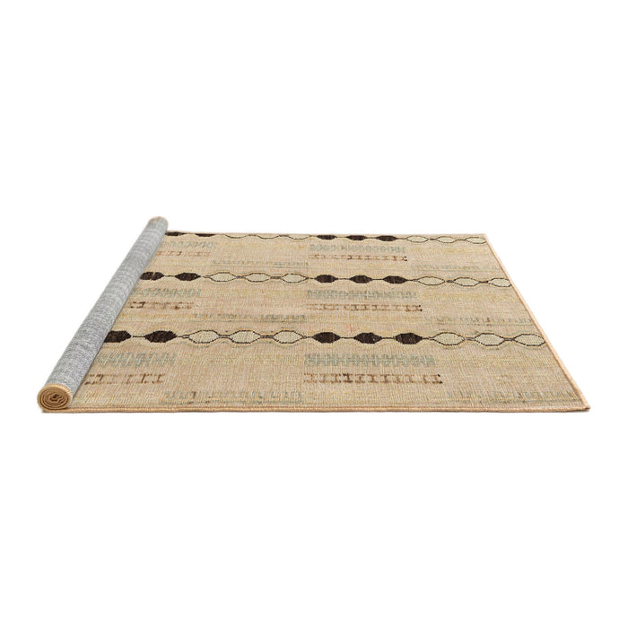 Sideview of Machine Washable Abstract Brown Gold Rug, wshabs5355