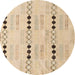 Round Machine Washable Abstract Brown Gold Rug, wshabs5355