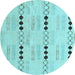 Round Solid Light Blue Modern Rug, abs5355lblu