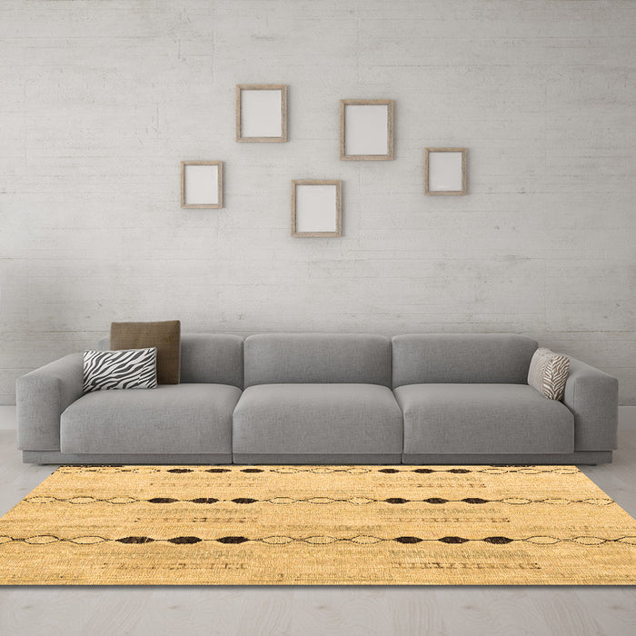 Machine Washable Solid Brown Modern Rug in a Living Room,, wshabs5355brn