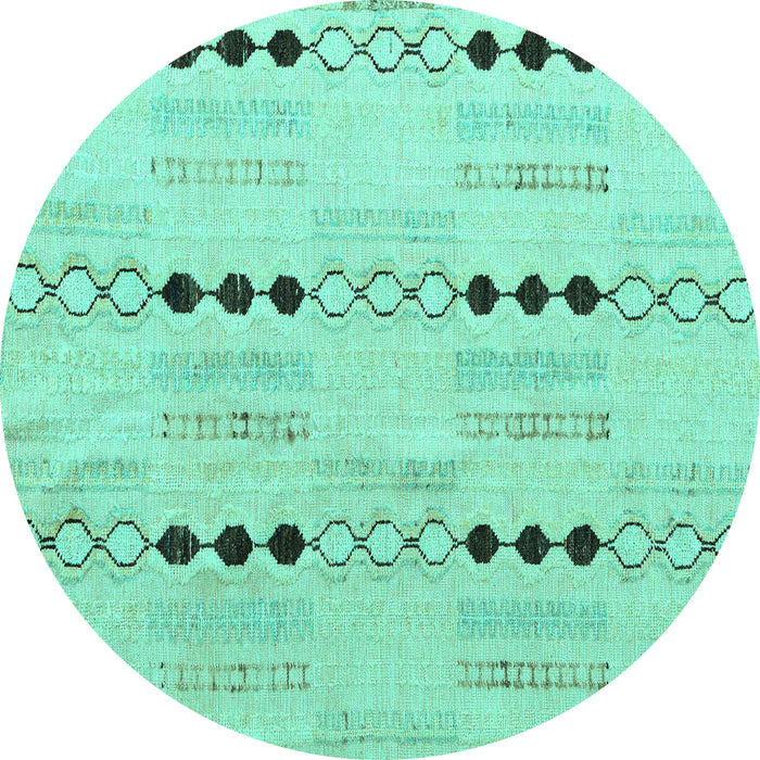 Round Machine Washable Solid Turquoise Modern Area Rugs, wshabs5355turq