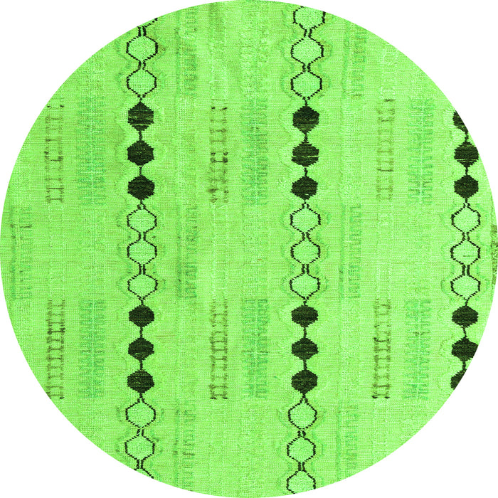 Round Machine Washable Solid Green Modern Area Rugs, wshabs5355grn