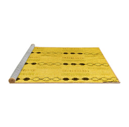 Sideview of Machine Washable Solid Yellow Modern Rug, wshabs5355yw