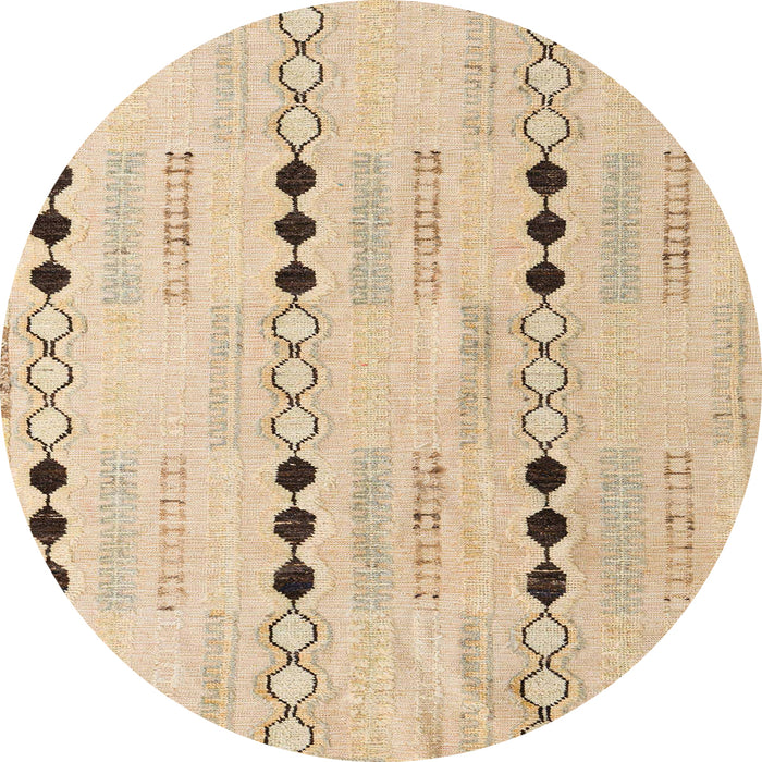 Round Abstract Brown Gold Solid Rug, abs5355