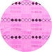 Round Solid Pink Modern Rug, abs5355pnk