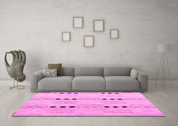 Machine Washable Solid Pink Modern Rug in a Living Room, wshabs5355pnk