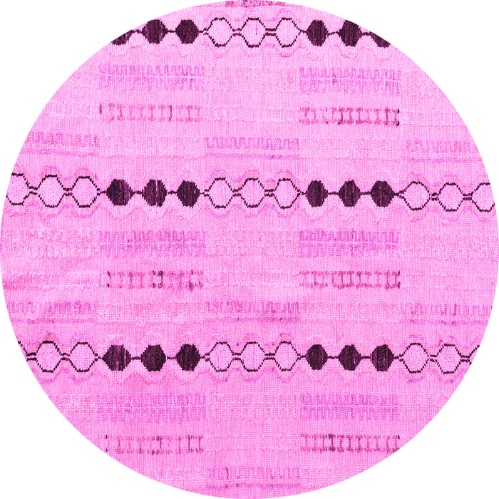 Round Machine Washable Solid Pink Modern Rug, wshabs5355pnk