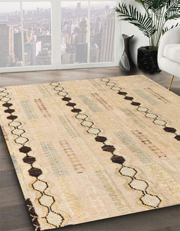 Machine Washable Abstract Brown Gold Rug in a Family Room, wshabs5355