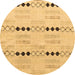 Round Solid Brown Modern Rug, abs5355brn