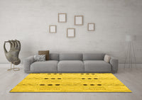 Machine Washable Solid Yellow Modern Rug, wshabs5355yw